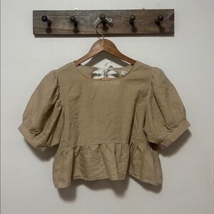 Manimami Small Batch Handmade Linen Cropped Blouse Size L/XL